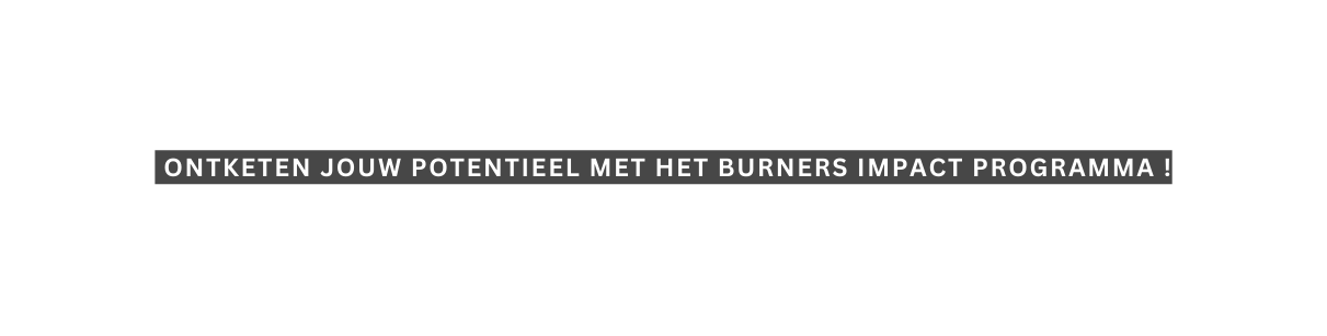 Ontketen jouw potentieel met het Burners Impact Programma